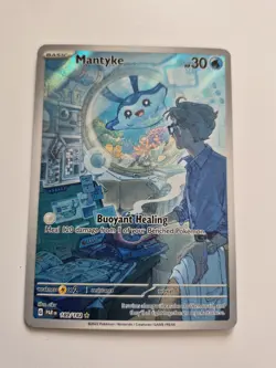Pokemon TCG Paradox Rift Mantyke Full Art Holo Card Illustration Rare 189/182 - Image 1
