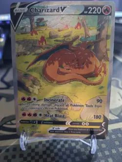 Pokemon TCG Charizard v SWSH260 Black Star Promo Holo Card Near Mint Condition - Image 1