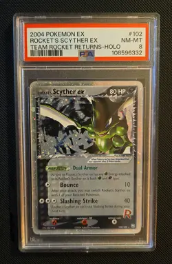 2004 Rocket's Scyther Ex Team Rocket Returns Holo Card PSA 8 - Image 1