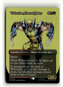 Wolverine, Fierce Fighter (Borderless) Foil R Marvel Super Heroes 378 NM MTG - Image 1