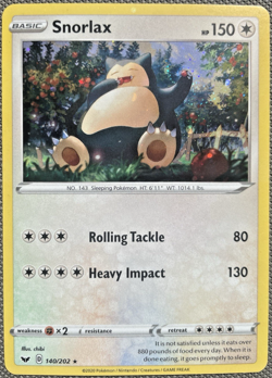 🌀HD Hand Swirl - Holo Bleed Error - Pokemon TCG - Snorlax 140/202 Cosmos Holo - Image 3