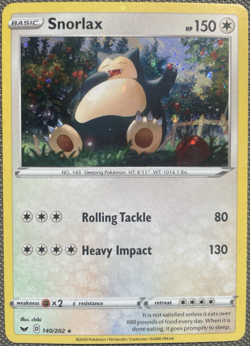 🌀HD Hand Swirl - Holo Bleed Error - Pokemon TCG - Snorlax 140/202 Cosmos Holo - Image 4
