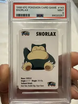 1998 KFC Pokemon Card Game Snorlax #143 PSA 9 MINT - Image 5