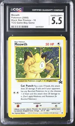 Meowth 10 Tcg Game Boy Game Black Star Promos Pokemon CGC 5.5 - Image 1