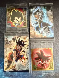 Dragon Ball z Itajaga trading card + wafer stickers Son goku Vegeta 4-01 4-02 - Image 1