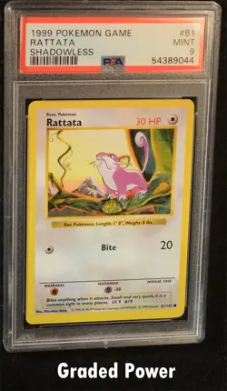 Pokemon Base Set Unlimited Shadowless Rattata SHADOWLESS PSA 9 (9044) #61 - Image 1