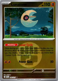 Lunatone (Energy Symbol Pattern) 105/217 Ascended Heroes Pokemon Reverse Holo NM - Image 1