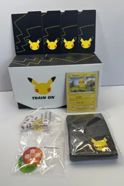 Pikachu themed “EMPTY BOX** Pokemon Celebrations w/ NEW 65 Sleeves And NEW Dice - Image 1