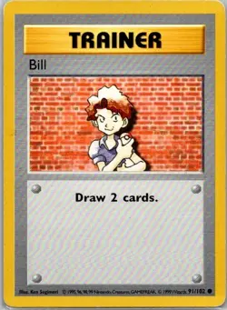 Pokemon TCG Trainer Base Set Shadowless Bill Common Regular - Image 1