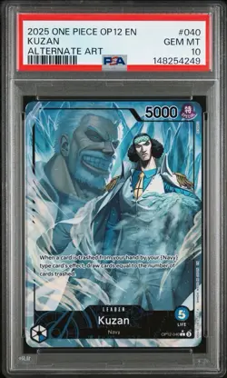 2025 KUZAN One Piece OP12-040 Leader Alt Art Legacy of the Master PSA 10 GEM MT - Image 5