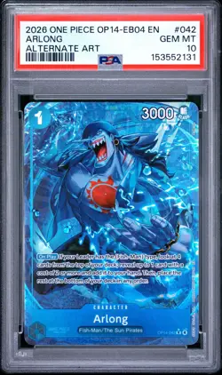 One Piece OP14-EB04 The Azure Sea's Seven - Arlong #042 Alt Art - PSA 10 - Image 1