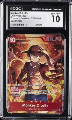 2024 ONE PIECE TREASURE BOOSTER - SUPER RARE MONKEY D. LUFFY CGC 10 GEM MINT - Image 1