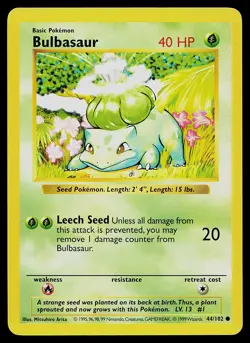 Pokemon Card - Bulbasaur Base Set (Shadowless) 44/102 Common - Image 1
