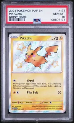 Pikachu Shiny Rare #131/091 PAF EN Pokemon Paldean Fates PSA 10 Gem Mint 2024 - Image 1
