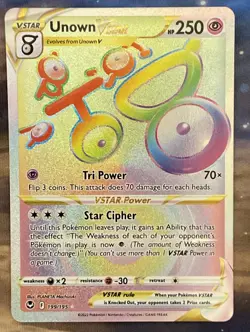 Pokemon TCG Unown VSTAR 199/195 Silver Tempest Secret Rare Holo (EN) - Image 1