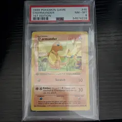 Wizards of the Coast 1999 Pokemon Charmander 1st Ed Base Set Shadowless PSA 8 - Image 1