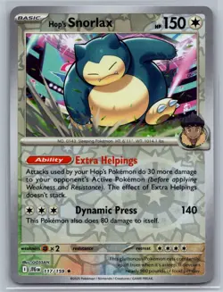 2025 Pokemon Hop's Snorlax 117/159 Rare Journey Together Reverse Holo NM - Image 1