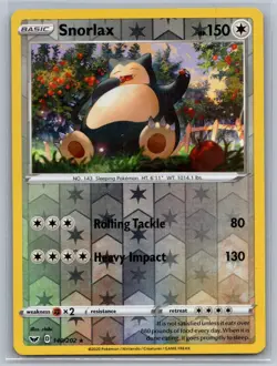 2020 Pokemon Snorlax 140/202 Rare Sword & Shield Reverse Holo LP - Image 1