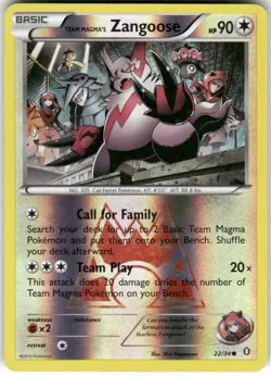 Team Magma's Zangoose 22/34 Common Double Crisis Pokemon Reverse Holo LP - Image 1