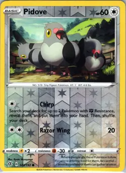 Pidove 143/192 Common Rebel Clash Pokemon Reverse Holo Lightly Played - Image 1