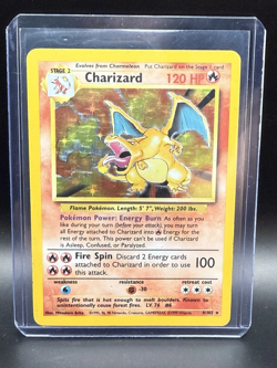Pokemon TCG Base Set Unlimited 1999 Charizard 4/102 Holo Rare LP Insured Ship - Image 1