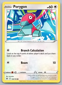 Porygon 140/196 Lost Origin Pokemon NM - Image 1