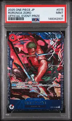 PSA 9 One Piece Card Roronoa Zoro Flagship Battle Top 8 Promo ST21-015 Japan - Image 1