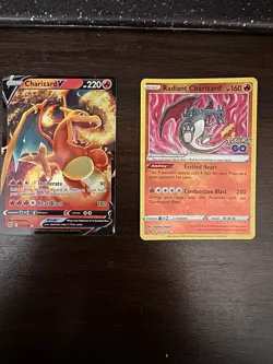 Pokemon TCG Charizard V 017/072 & Radiant Charizard 011/078 2-Card Lot - Image 1
