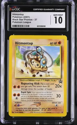 CGC 10 GEM MINT Hitmontop 2001 Black Star Promos 37 Pokemon Card - Image 1