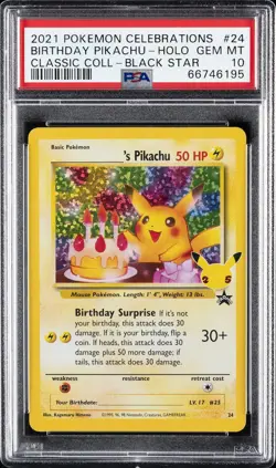 2021 POKEMON CELEBRATIONS CLASSIC COLLECTION #24 BIRTHDAY PIKACHU-HOLO PSA 10 - Image 1