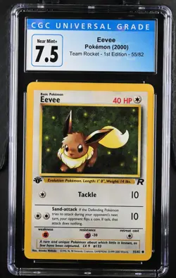 Eevee 55/82 Team Rocket - 1st Ed. Pokemon CGC 7.5 Near Mint+ - Image 1