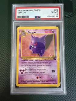 1999 POKEMON FOSSIL #20 GENGAR EX-MT PSA 6 - Image 1
