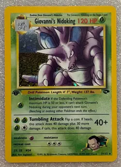 Pokemon Giovanni's Nidoking 7/132 Gym Challenge Holo Rare 1st Edition LP - Image 1