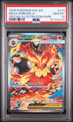 2026 POKEMON ASCENDED HEROES SPECIAL ILLUSTRATION RARE MEGA EMBOAR EX 273 PSA 10 - Image 1