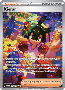Kieran 218/167 Special Illustration Rare Twilight Masquerade Pokemon Holo LP - Image 3