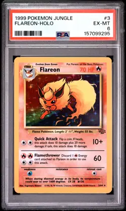 1999 Pokemon Jungle #3 Flareon-Holo PSA 6 - Image 1