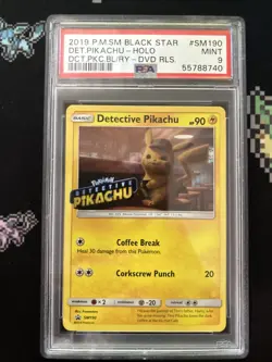 Pokemon Card PSA 9 Detective Pikachu Holo SM190 Blu-Ray DVD Stamped Promo 2019 - Image 1