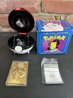 1999 Pokemon Jigglypuff 23K Gold-Plated Trading Card/W COA and Pokeball Case MIB - Image 1