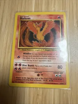 Pokemon Moltres TCG Fossil Card 27/62 Non-Holo Unlimited Rare NM - Image 1
