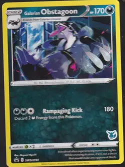Galarian Obstagoon Eevee Stamped Promo Battle Academy SWSH193 Pokemon Card TCG - Image 1
