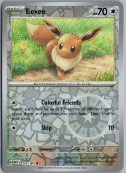 EEVEE 133/165 COMMON 151 POKEMON REVERSE HOLO - Image 1