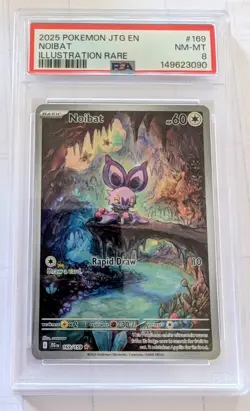NOIBAT 2025 POKEMON JOURNEY TOGETHER ILLUSTRATION RARE 169/159 PSA 8 - Image 1