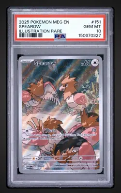 2025 Pokemon TCG MEGA Evolution Illustration Rare #151 SPEAROW PSA 10 🪶 - Image 1