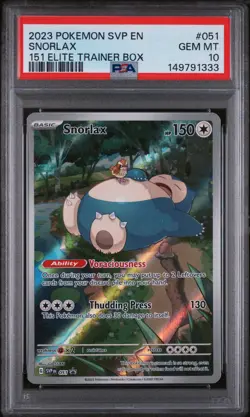 Snorlax Illustration Promo PSA 10 Pokemon 151 Elite Trainer Box SVP 051 - Image 1
