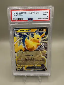 Pikachu EX 063/193 Snowflake Stamp Holiday Promo PSA 9 Pokemon Card S&V - Slab - Image 3