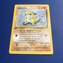 Pokemon Card - Sandshrew Sabelette FRENCH 1st Edition Base Set 62/102 LP - Image 1