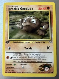 2000 Pokemon Gym Hero's Brock’s Geodude 1st Edition #38/132 Uncommon LP - Image 1