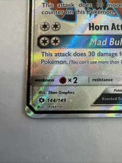 Pokemon Tauros-GX Sun & Moon 144 NM Card TCG - Image 2