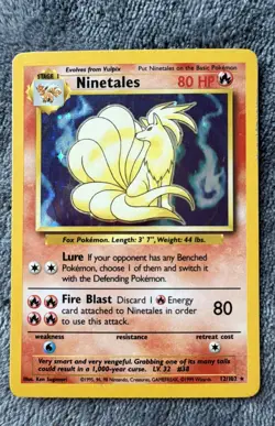 Pokemon TCG Ninetales Base Set 12/102 Holo 1999-2000 Wizards Base Set Copyright - Image 1