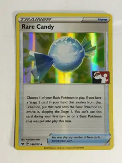 Pokemon Card Sword & Shield Prize Pack Holographic Rare Candy 180/202 Near Mint - Image 1